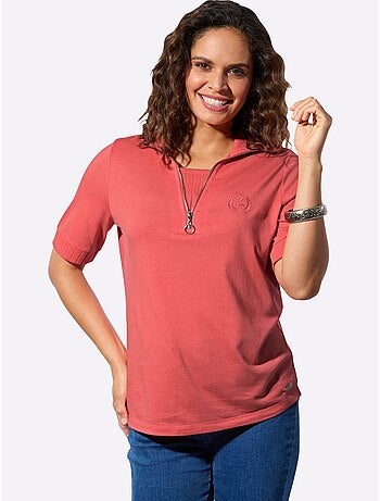 Polo à col zippé et manches courtes en jersey fin - Taille standard - Witt