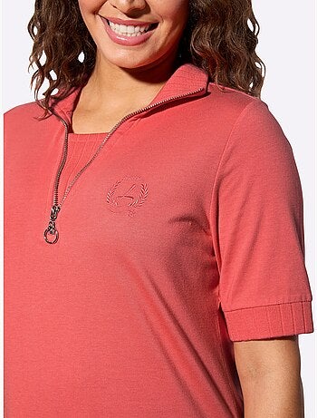 Polo à col zippé et manches courtes en jersey fin - Taille standard - Witt