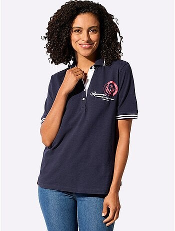 Polo classique à col côtelé avec rayures contrastées et motif ancre - Taille standard - Witt