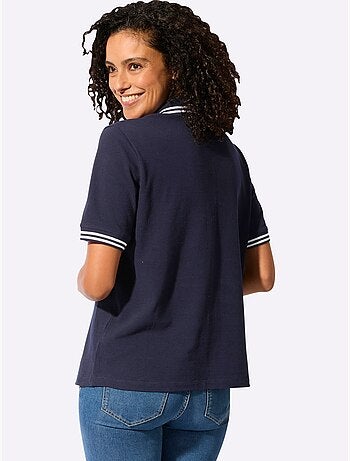 Polo classique à col côtelé avec rayures contrastées et motif ancre - Taille standard - Witt