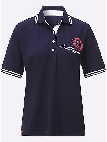 Polo classique à col côtelé avec rayures contrastées et motif ancre - Taille standard - Witt