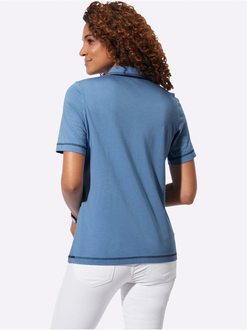 Polo à col et manches courtes avec logo - Taille standard - Witt Bleu - Kiabi