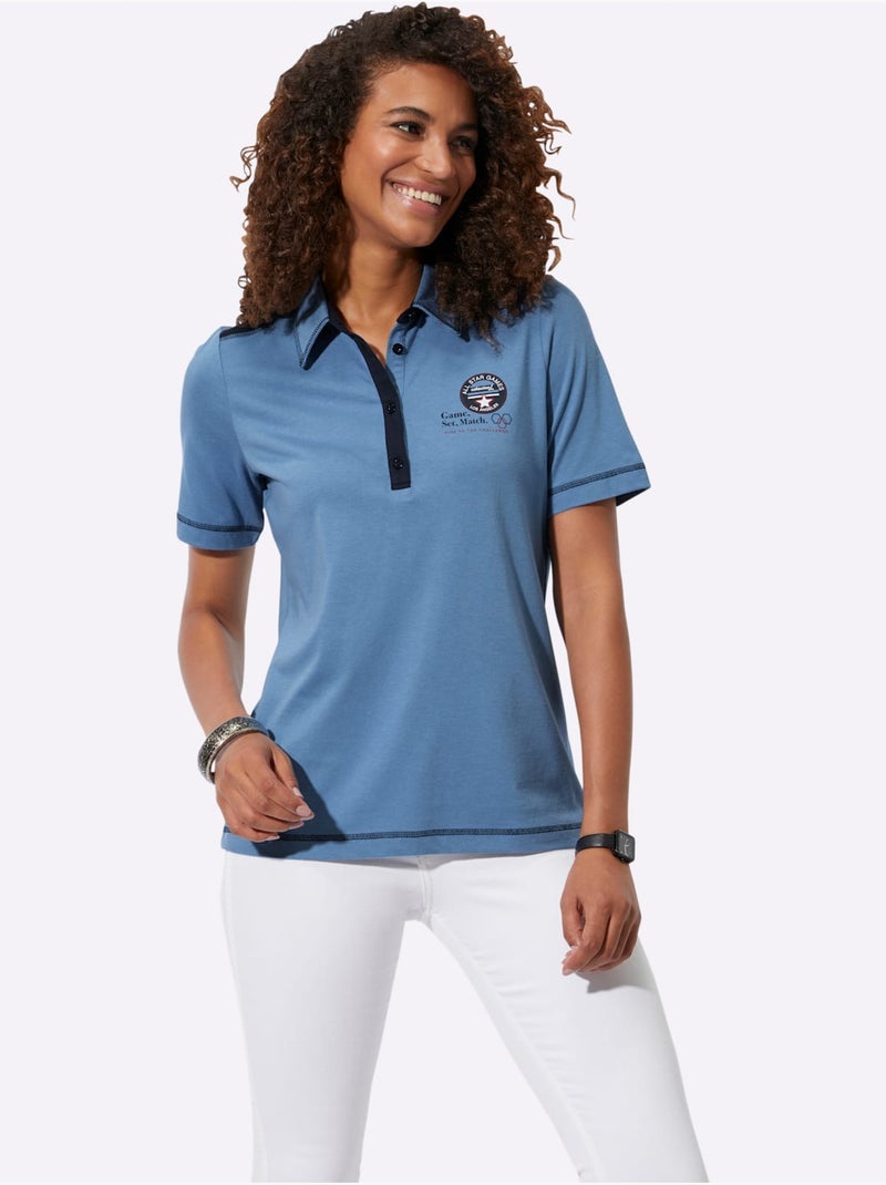 Polo à col et manches courtes avec logo - Taille standard - Witt Bleu - Kiabi