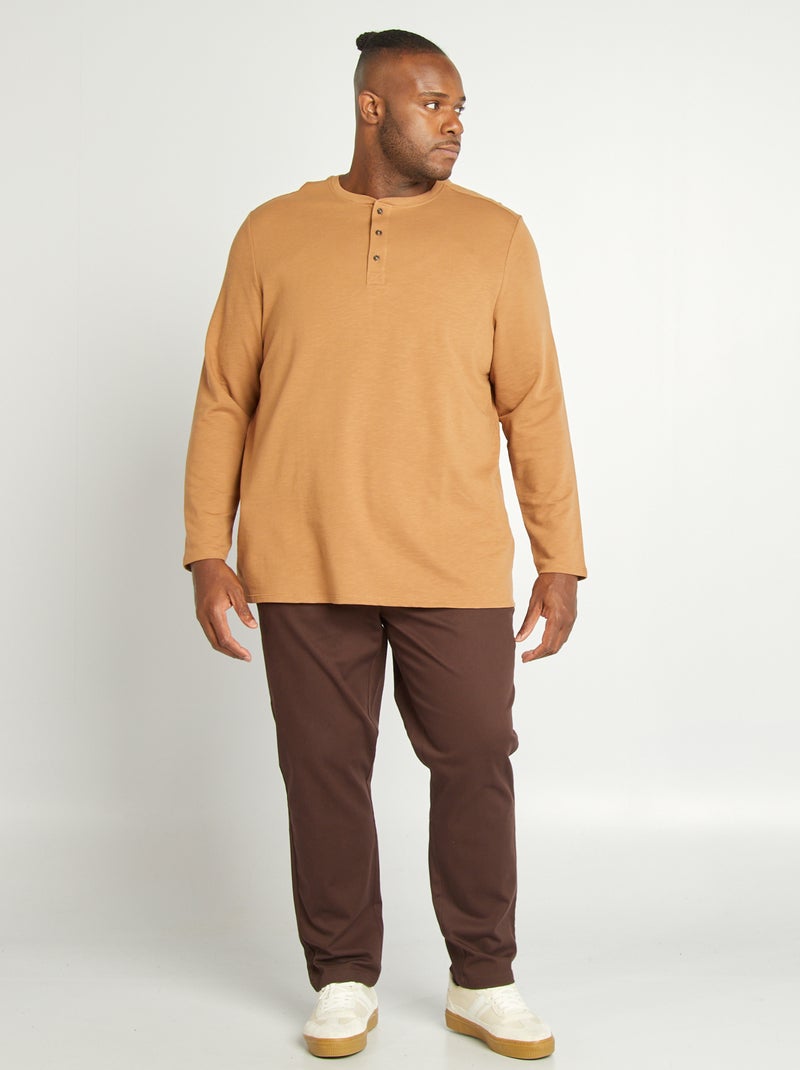 Polo à col tunisien Beige - Kiabi