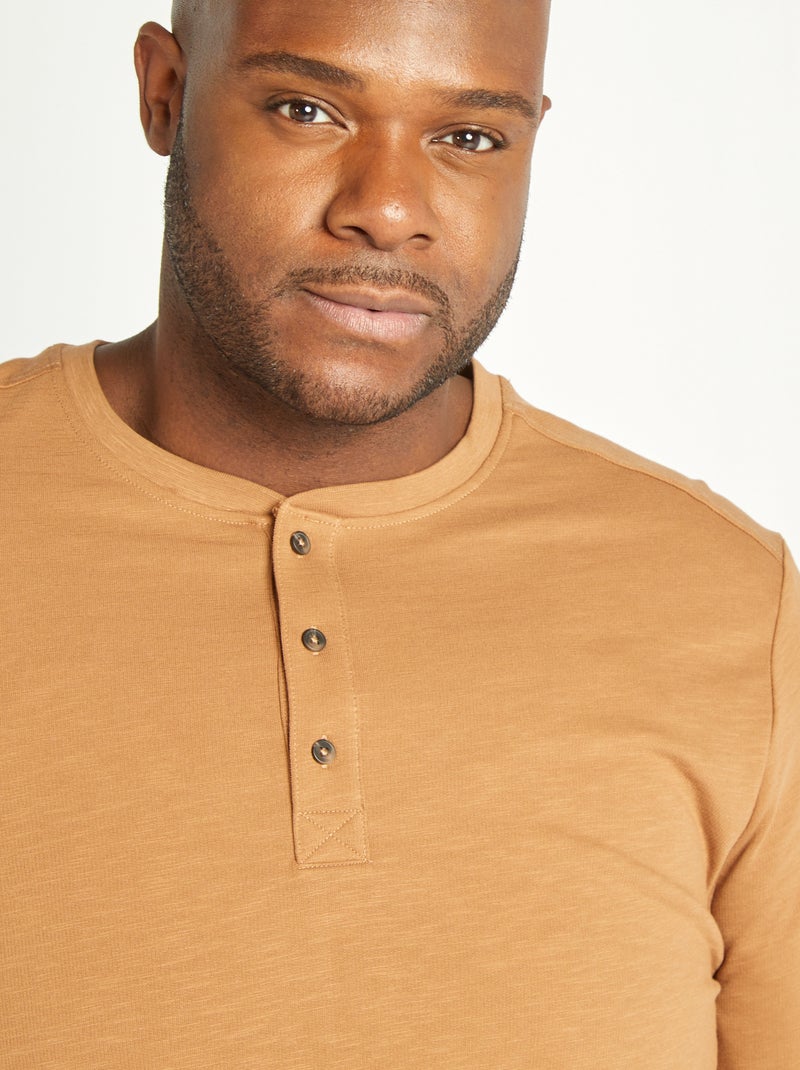 Polo à col tunisien Beige - Kiabi