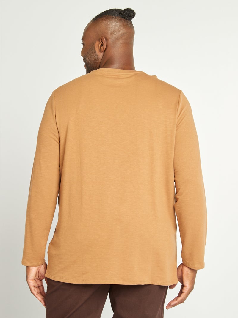 Polo à col tunisien Beige - Kiabi