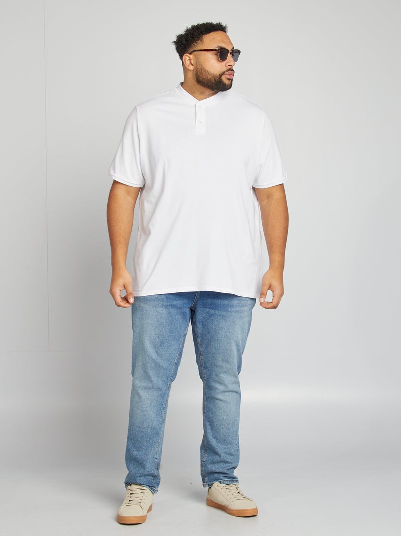 Polo à col tunisien manches courtes Blanc - Kiabi