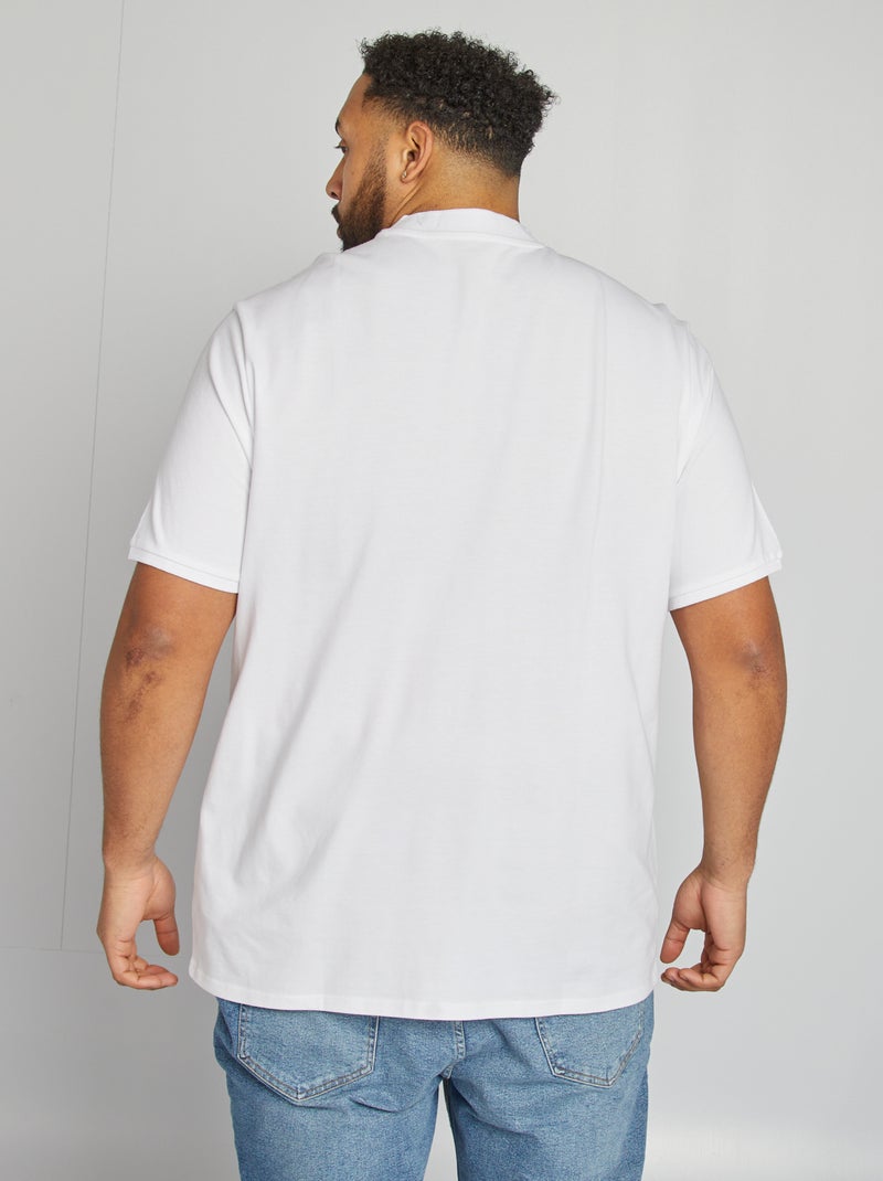 Polo à col tunisien manches courtes Blanc - Kiabi