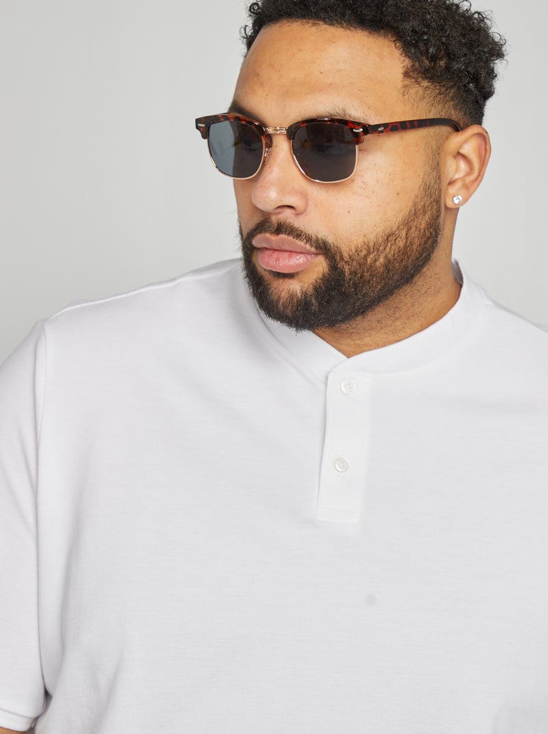 Polo à col tunisien manches courtes Blanc - Kiabi