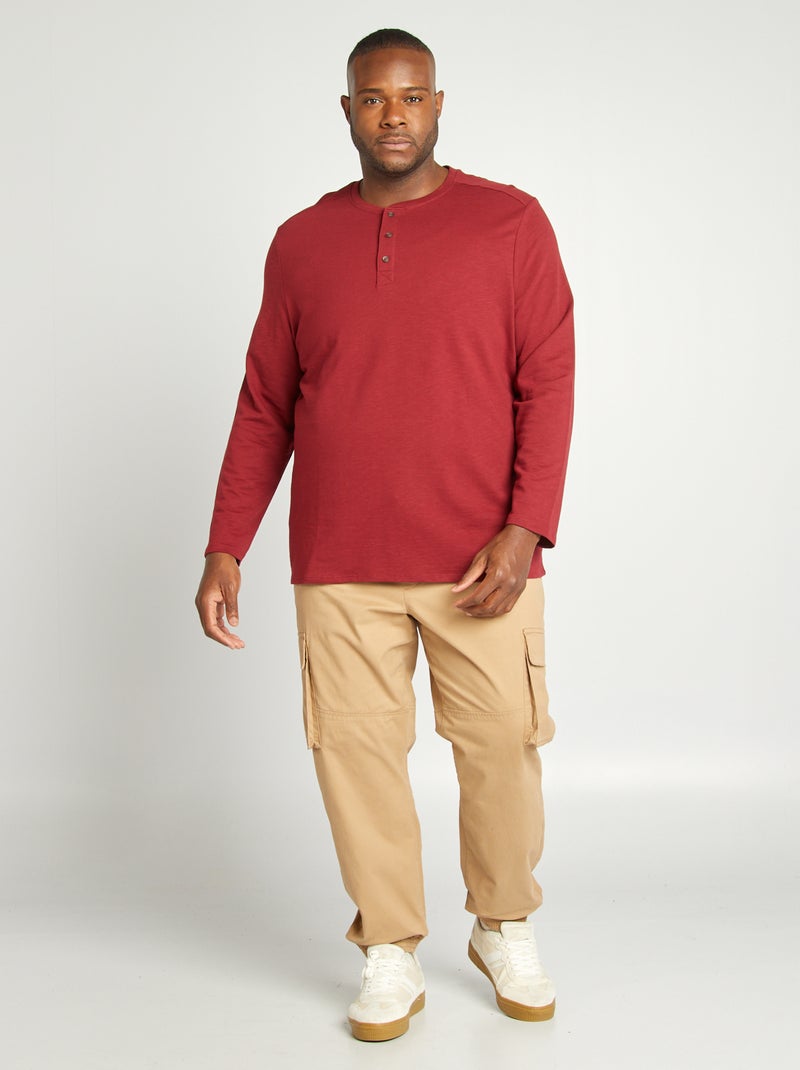 Polo à col tunisien Rouge - Kiabi