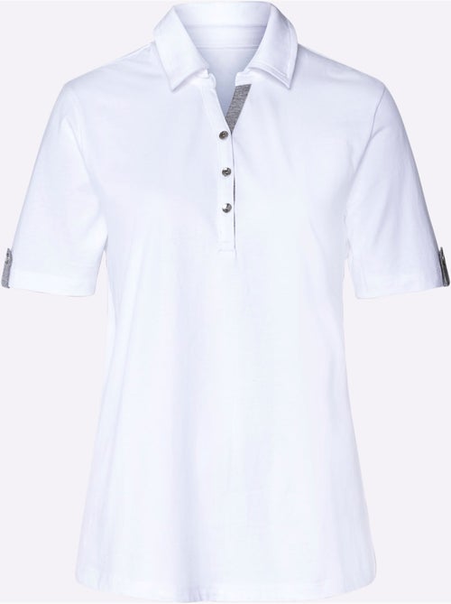 Polo à col V avec empiècement chiné et bride décorative - Taille standard - Moda Vilona - Kiabi Polo à col V avec empiècement chiné et bride décorative - Taille standard - Moda Vilona - Kiabi