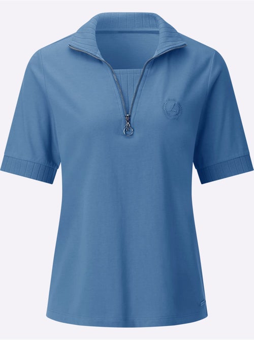 Polo à col zippé et manches courtes en jersey fin - Taille standard - Witt - Kiabi Polo à col zippé et manches courtes en jersey fin - Taille standard - Witt - Kiabi