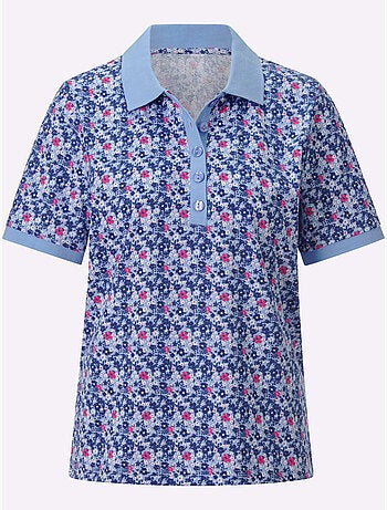 Polo imprimé floral col polo et manches courtes en pur coton - Taille standard - Witt