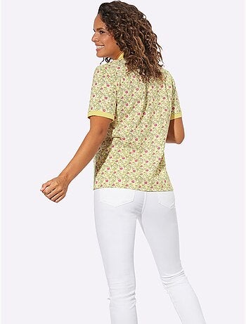 Polo à imprimé floral avec col polo et manches courtes en pur coton - taille standard - witt