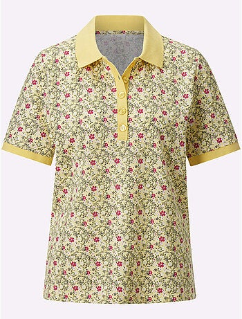 Polo à imprimé floral avec col polo et manches courtes en pur coton - taille standard - witt