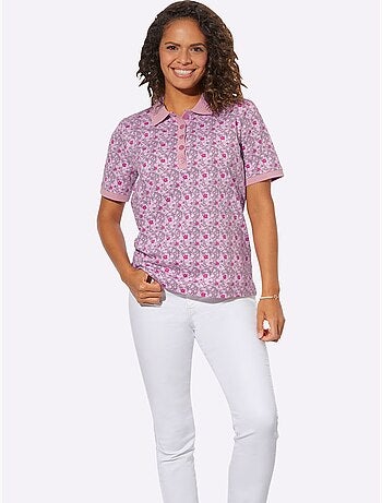Polo à imprimé floral avec col polo et manches courtes en pur coton - taille standard - witt