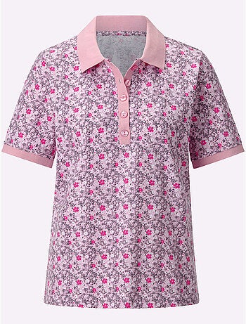 Polo à imprimé floral avec col polo et manches courtes en pur coton - taille standard - witt