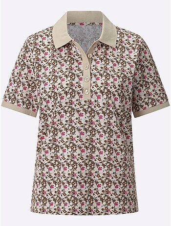 Polo à imprimé floral avec col polo et manches courtes en pur coton - taille standard - witt