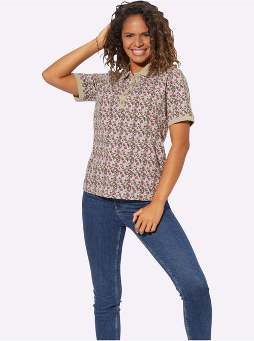 Polo à imprimé floral avec col polo et manches courtes en pur coton - Taille standard - Witt - Kiabi Polo à imprimé floral avec col polo et manches courtes en pur coton - Taille standard - Witt - Kiabi