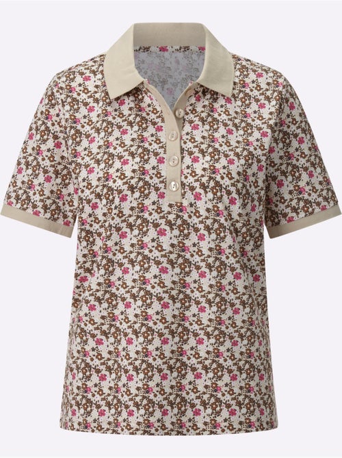 Polo à imprimé floral avec col polo et manches courtes en pur coton - Taille standard - Witt - Kiabi Polo à imprimé floral avec col polo et manches courtes en pur coton - Taille standard - Witt - Kiabi