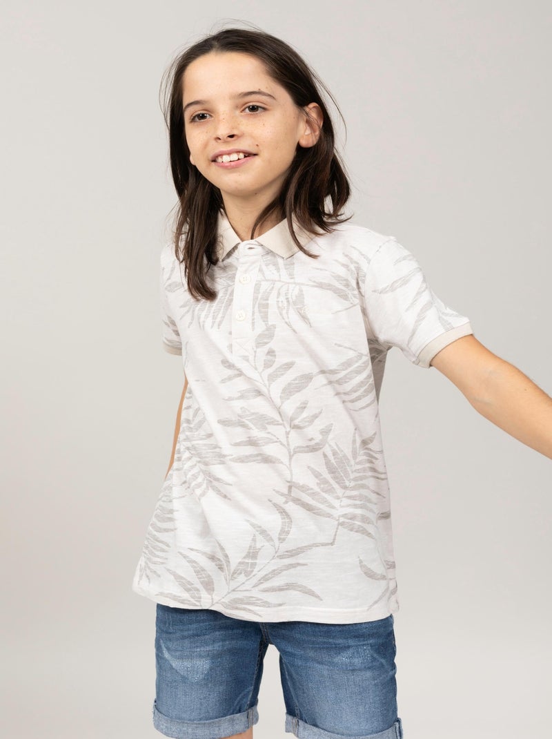 Polo à imprimé floral 'Deeluxe' Blanc - Kiabi