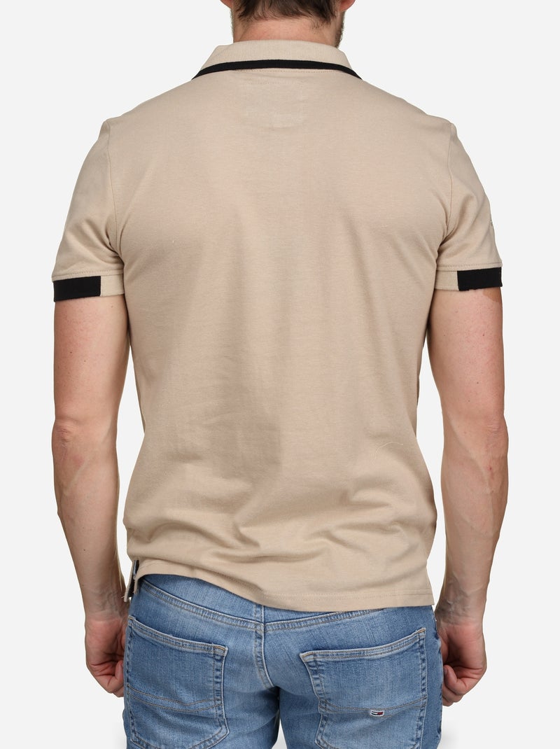 Polo à liseré - Bill Tornade Beige - Kiabi