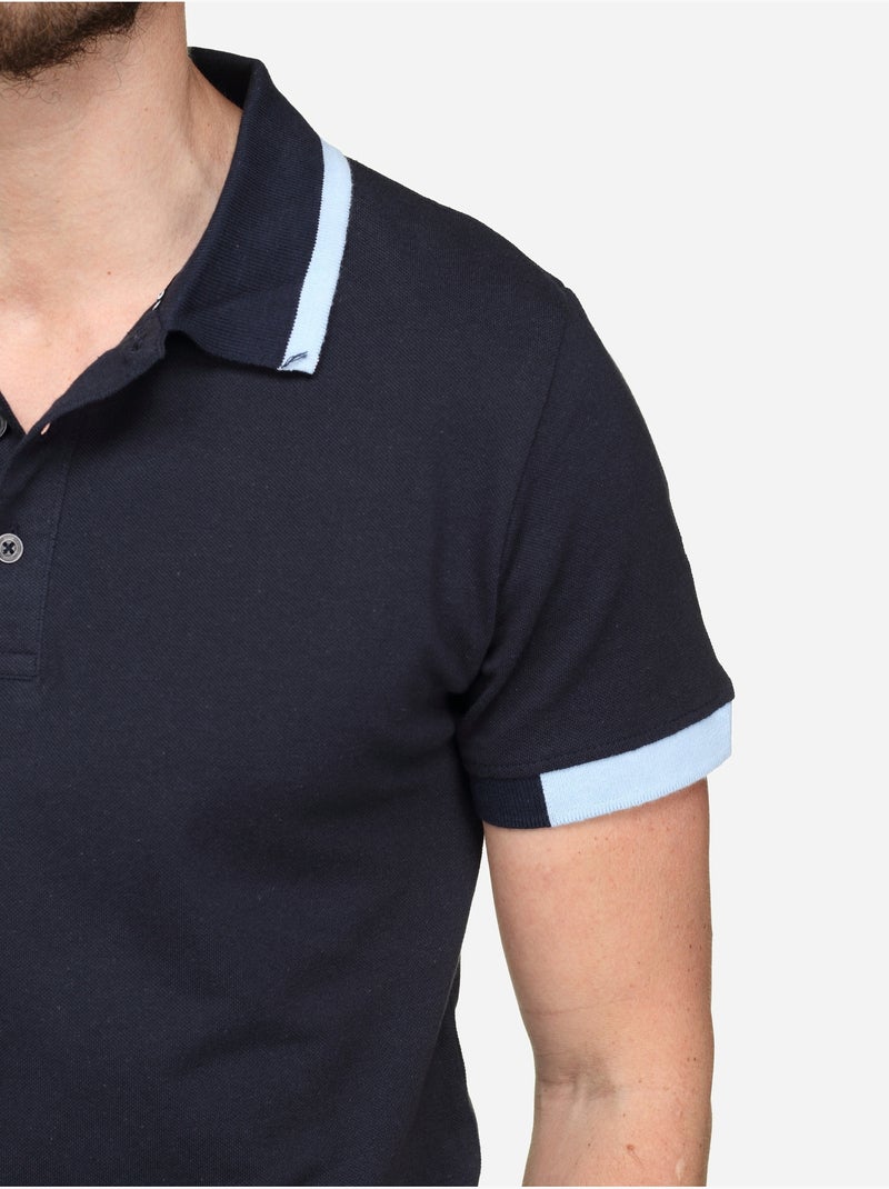 Polo à liseré - Bill Tornade Bleu Bleu ciel - Kiabi