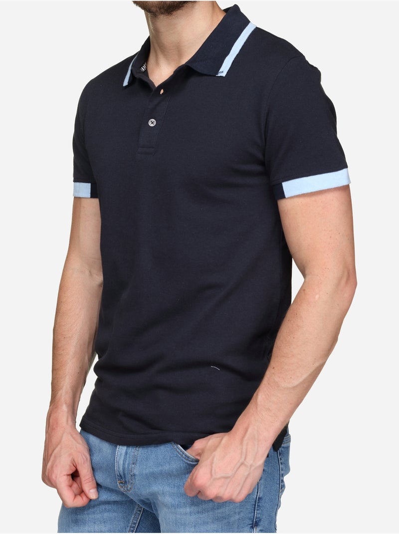 Polo à liseré - Bill Tornade Bleu Bleu ciel - Kiabi