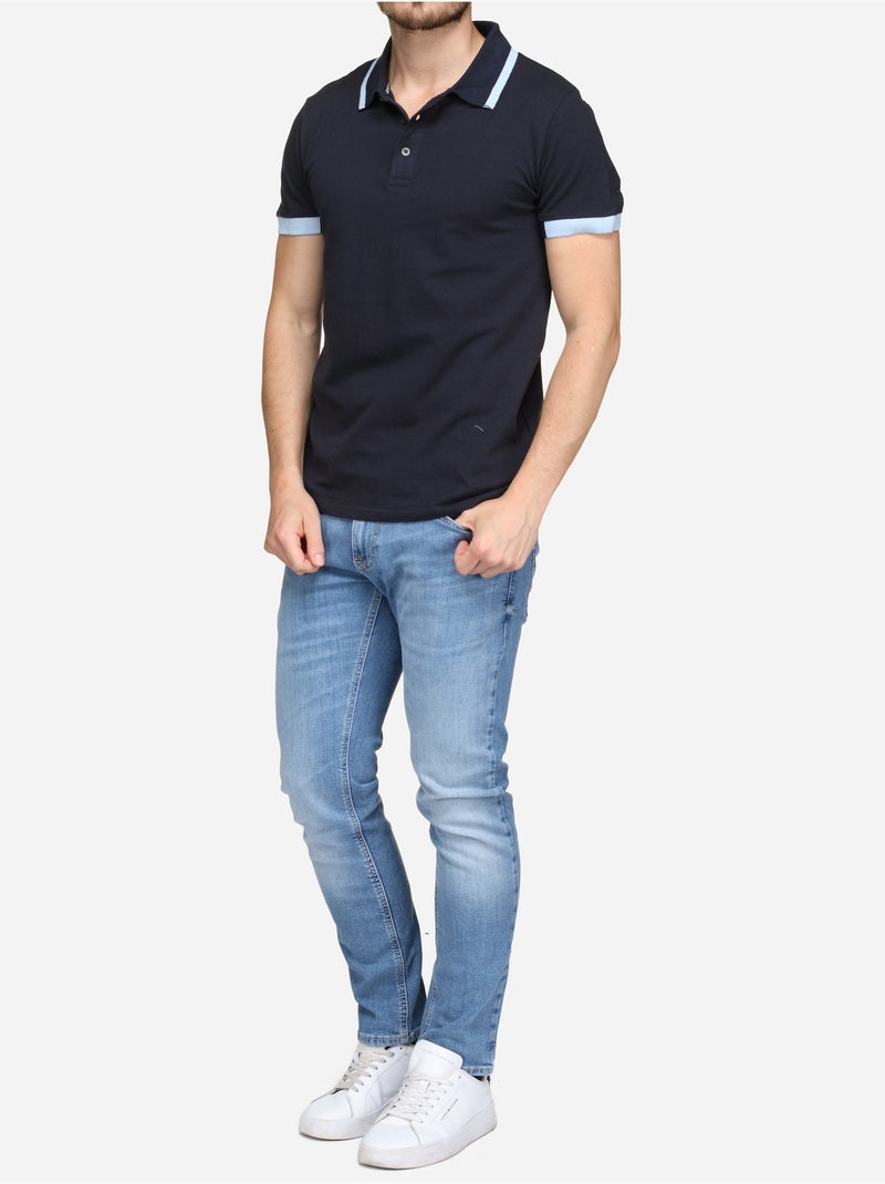 Polo à liseré - Bill Tornade Bleu Bleu ciel - Kiabi