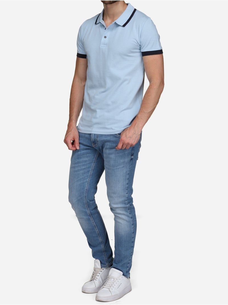 Polo à liseré - Bill Tornade Bleu Bleu marine - Kiabi