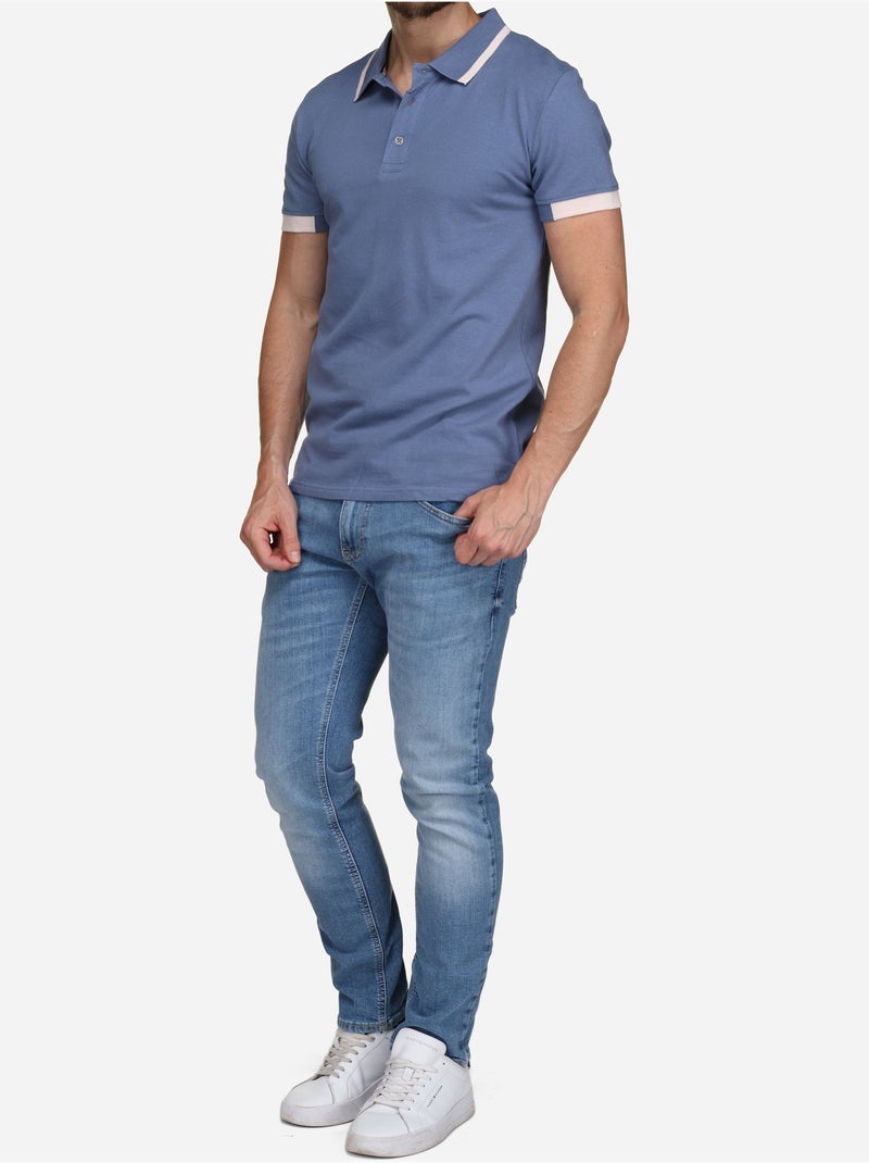 Polo à liseré - Bill Tornade Bleu - Kiabi