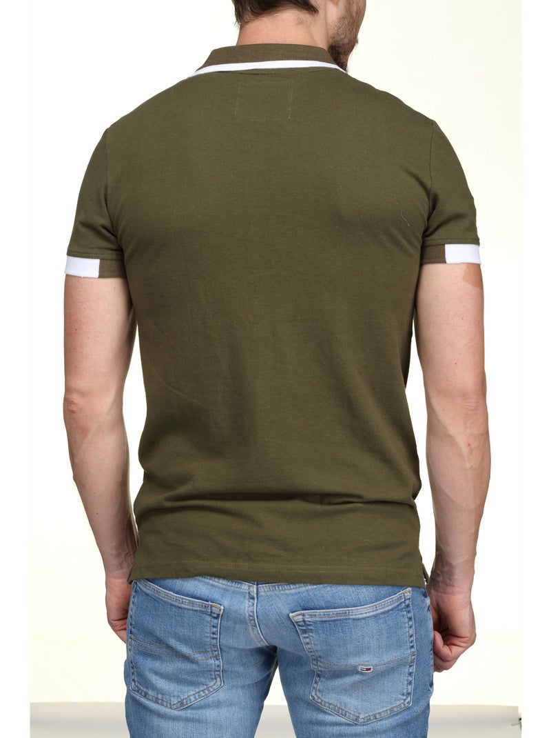 Polo à liseré - Bill Tornade Noir Kaki - Kiabi