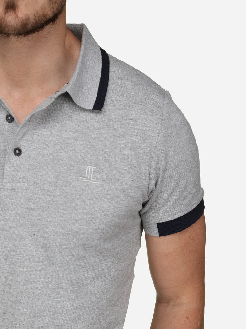 Polo à liseré - Torrente Gris Noir - Kiabi