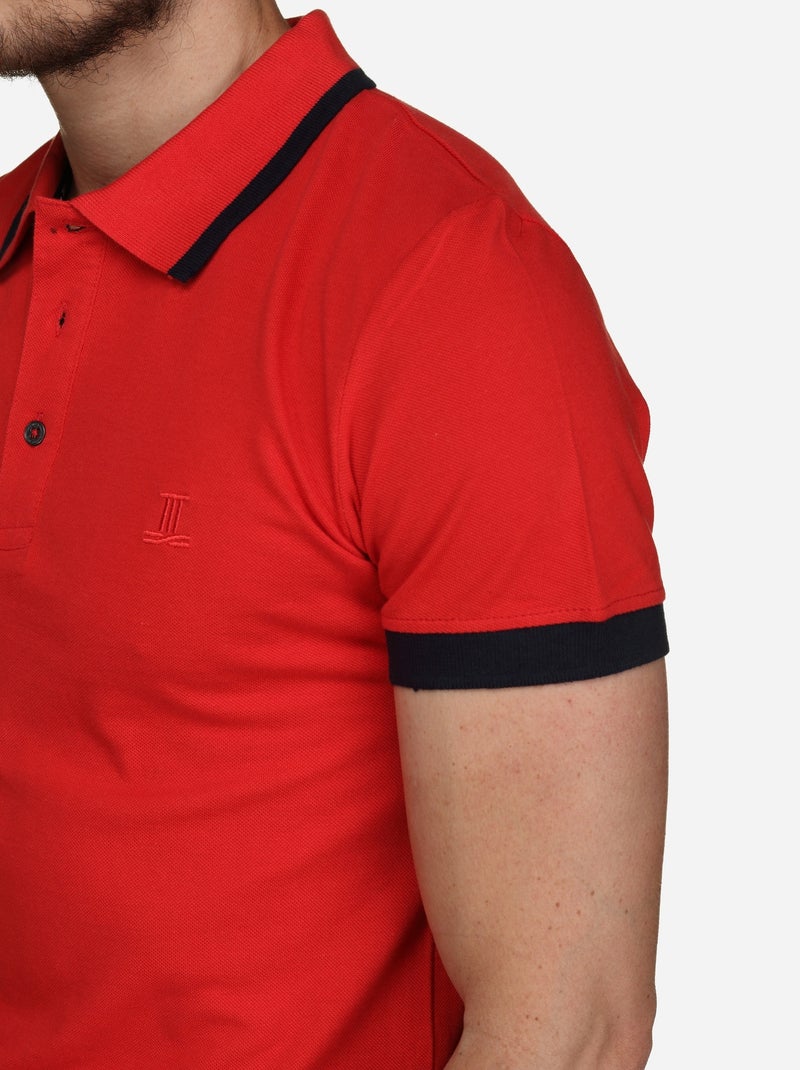 Polo à liseré - Torrente Noir Rouge - Kiabi