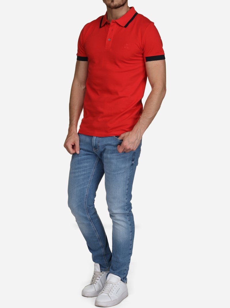 Polo à liseré - Torrente Noir Rouge - Kiabi