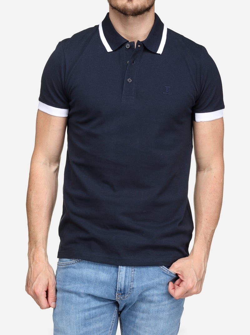 Polo à liseré Blanc Bleu - Kiabi