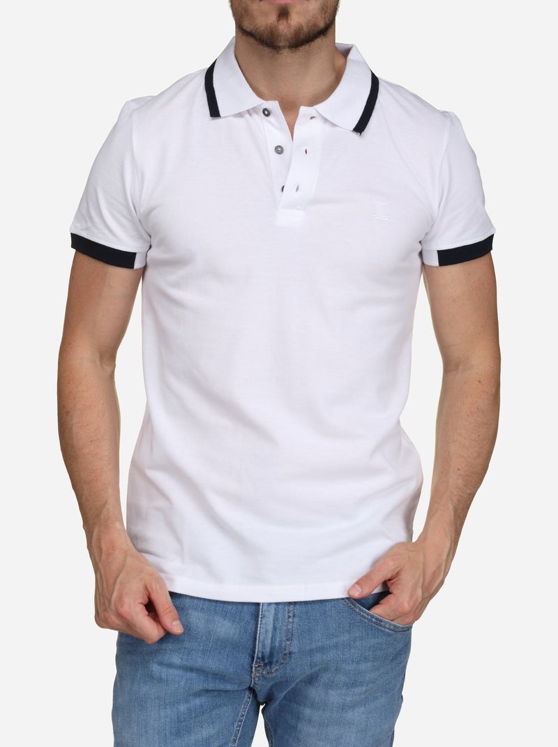 Polo à liseré Blanc Noir - Kiabi