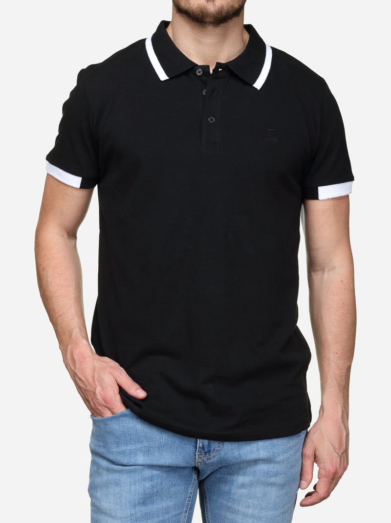 Polo à liseré Noir - Kiabi