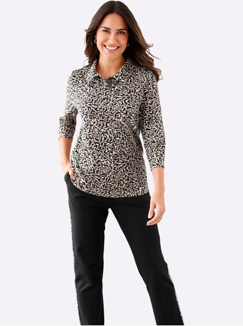 Polo à Manches 3/4 Col Polo Sportif - Taille Standard - Moda Vilona - Kiabi