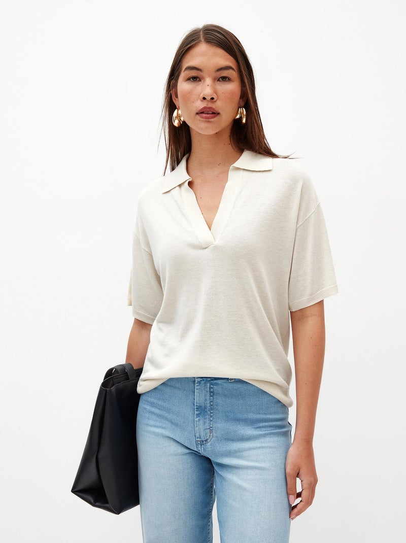 Polo à manches courtes Beige - Kiabi