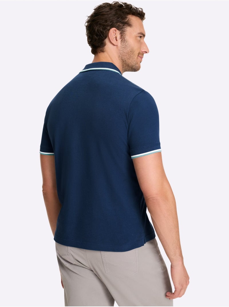 Polo à Manches Courtes Bords-côtes Confortables Aux Manches - Witt Bleu foncé - Kiabi