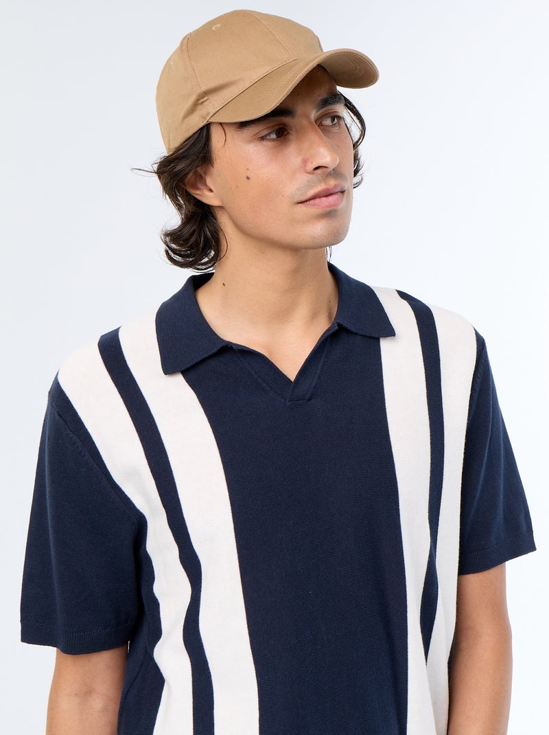 Polo à manches courtes col sans bouton Bleu - Kiabi