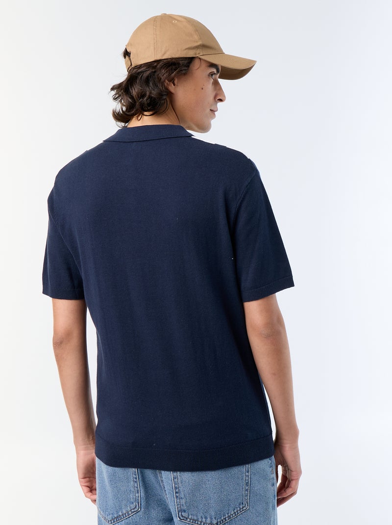 Polo à manches courtes col sans bouton Bleu - Kiabi