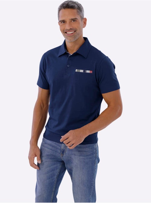 Polo à Manches Courtes Empiècements En Carreaux Tissés - Taille Standard - Moda Vilona - Kiabi Polo à Manches Courtes Empiècements En Carreaux Tissés - Taille Standard - Moda Vilona - Kiabi