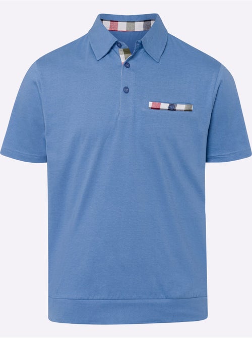 Polo à Manches Courtes Empiècements En Carreaux Tissés - Taille Standard - Moda Vilona - Kiabi Polo à Manches Courtes Empiècements En Carreaux Tissés - Taille Standard - Moda Vilona - Kiabi
