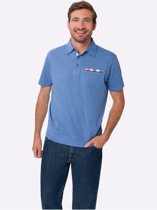 Polo à Manches Courtes Empiècements En Carreaux Tissés - Taille Standard - Moda Vilona - Kiabi Polo à Manches Courtes Empiècements En Carreaux Tissés - Taille Standard - Moda Vilona - Kiabi