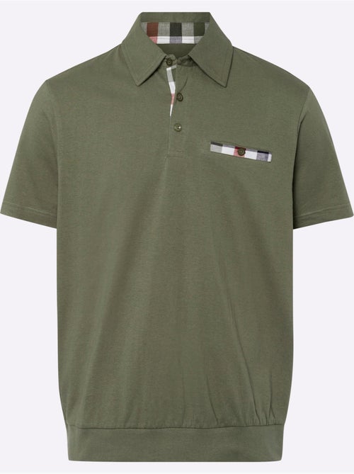 Polo à Manches Courtes Empiècements En Carreaux Tissés - Taille Standard - Moda Vilona - Kiabi Polo à Manches Courtes Empiècements En Carreaux Tissés - Taille Standard - Moda Vilona - Kiabi