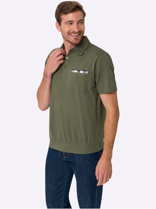 Polo à Manches Courtes Empiècements En Carreaux Tissés - Taille Standard - Moda Vilona - Kiabi Polo à Manches Courtes Empiècements En Carreaux Tissés - Taille Standard - Moda Vilona - Kiabi