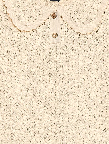 Polo à manches courtes en maille ajourée