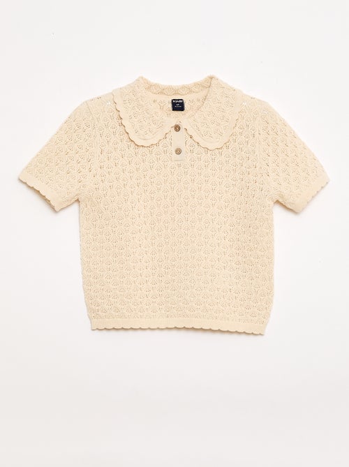 Polo à manches courtes en maille ajourée - Kiabi